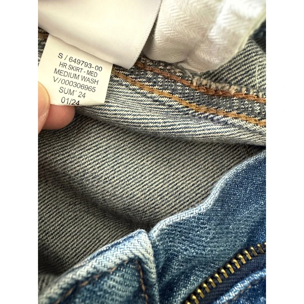 Gap Kids Girls Blue Distressed Denim Mini Skirt Size 14 Adjustable Waist‎ Frayed